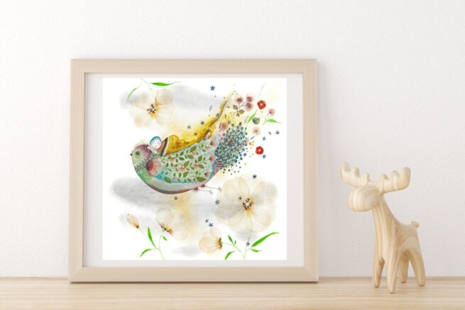 Art Print ''The Green Bird'' 23x23
